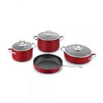 ქვაბებისა და ტაფების ნაკრები KORKMAZ A1877 ZETA COOKWARE SET 7PCS/RED